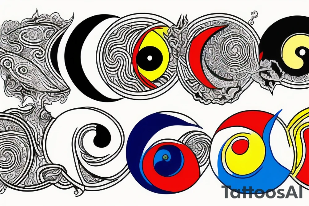 Three primary colors ying yang tattoo idea