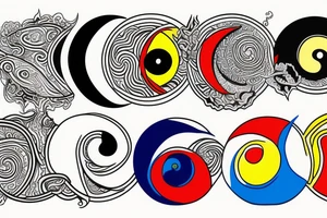 Three primary colors ying yang tattoo idea