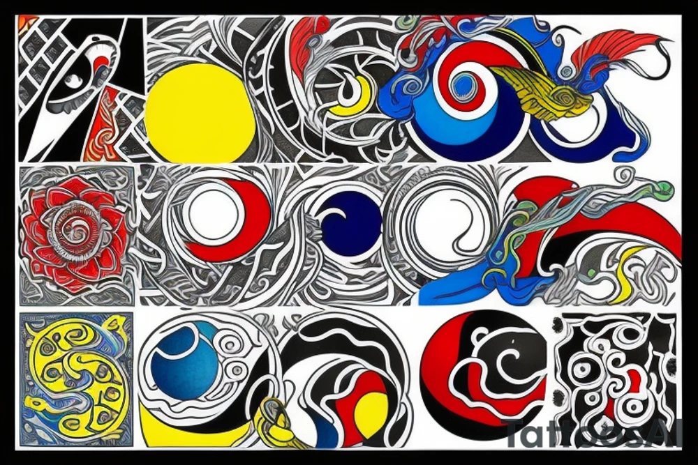 Three primary colors ying yang tattoo idea