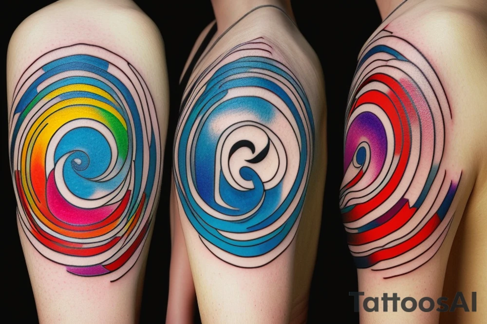 Three primary colors ying yang tattoo idea