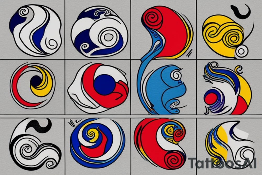 Three primary colors ying yang tattoo idea