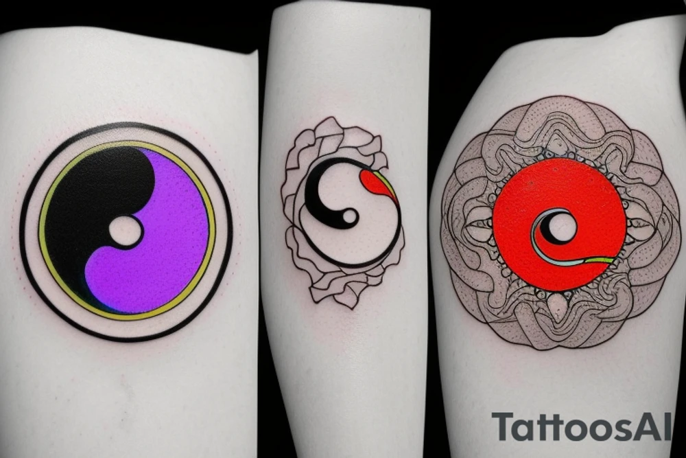 Three primary colors ying yang tattoo idea