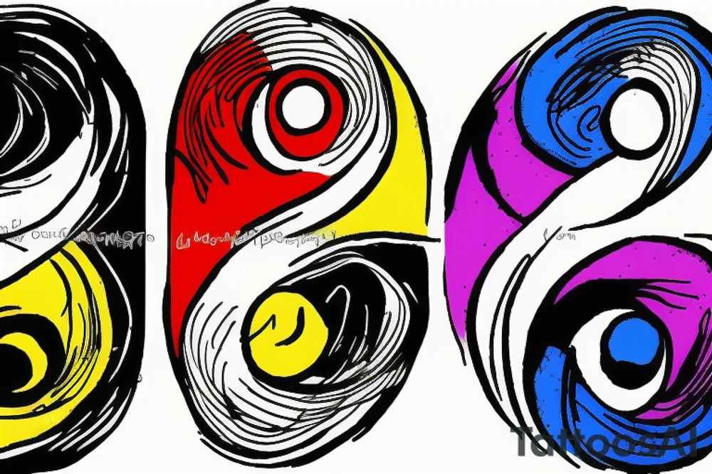 Three primary colors ying yang tattoo idea