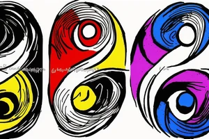 Three primary colors ying yang tattoo idea