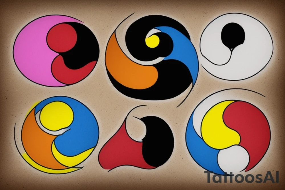 Three primary colors ying yang tattoo idea
