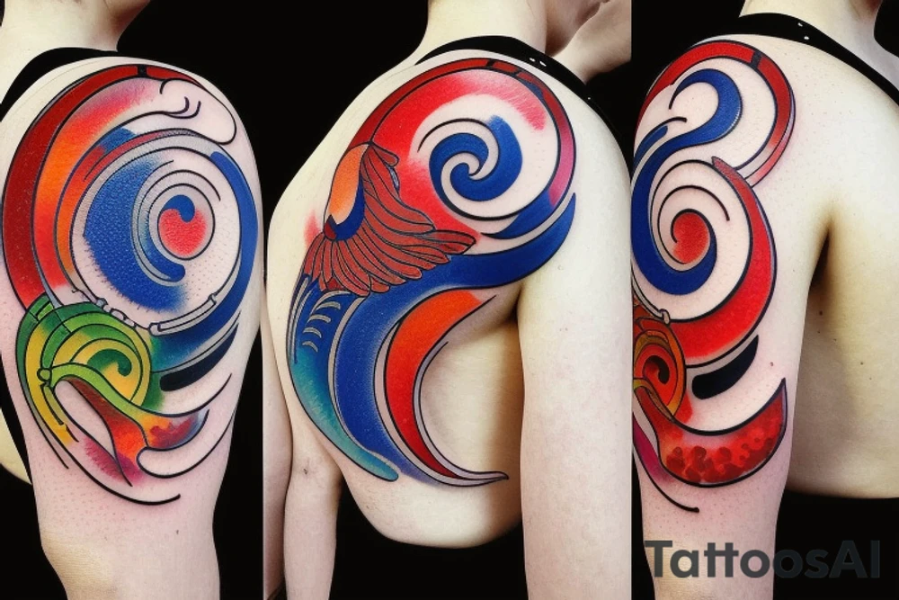 Three primary colors ying yang tattoo idea