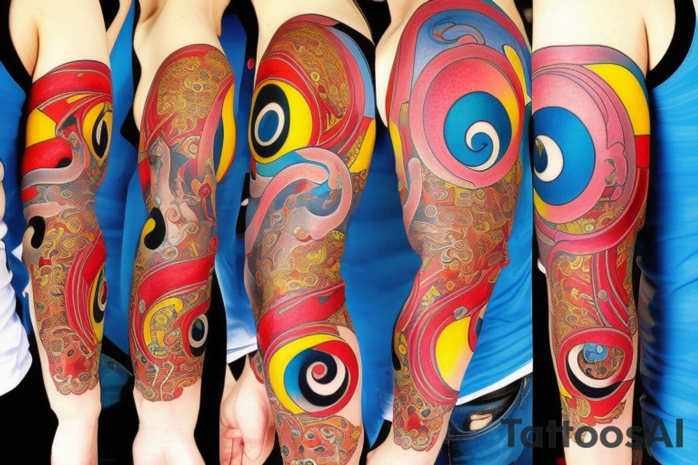 Three primary colors ying yang tattoo idea