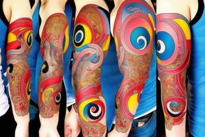 Three primary colors ying yang tattoo idea