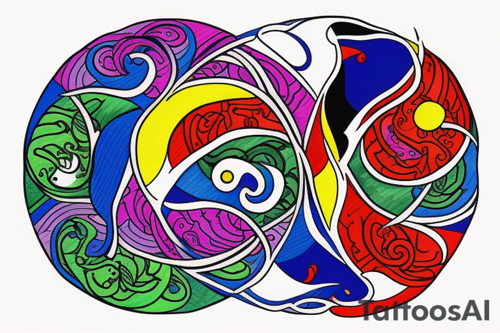 Three primary colors ying yang tattoo idea
