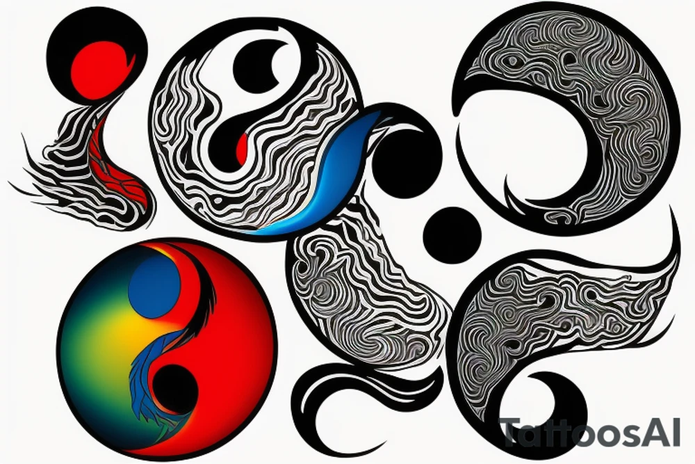 Three primary colors ying yang tattoo idea
