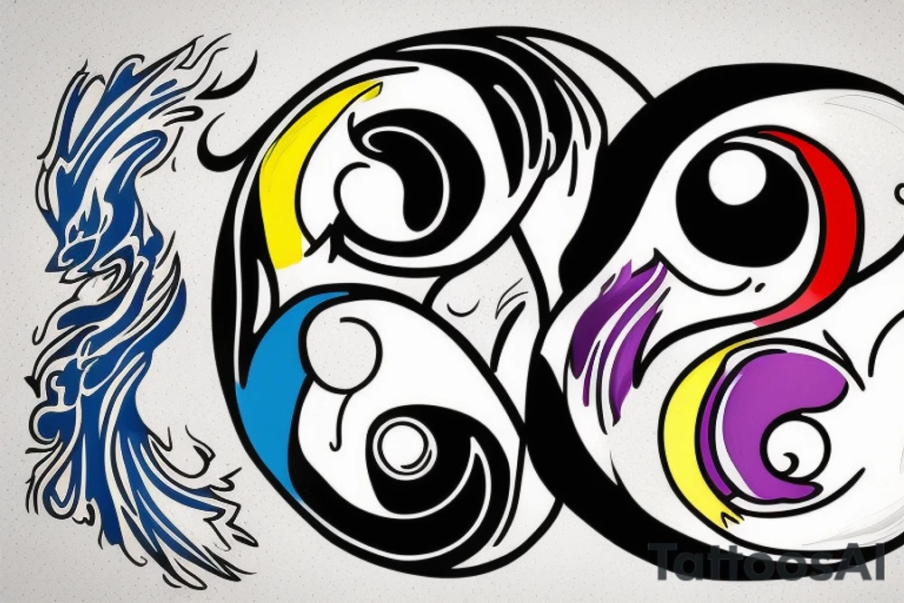 Three primary colors ying yang tattoo idea