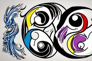 Three primary colors ying yang tattoo idea