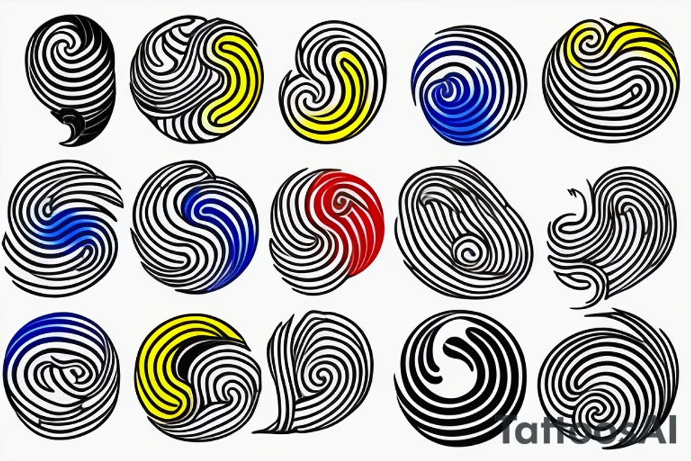 Three primary colors ying yang tattoo idea