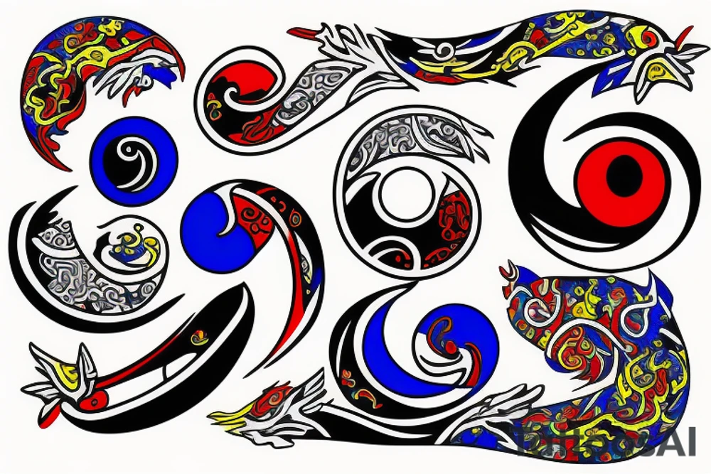 Three primary colors ying yang tattoo idea