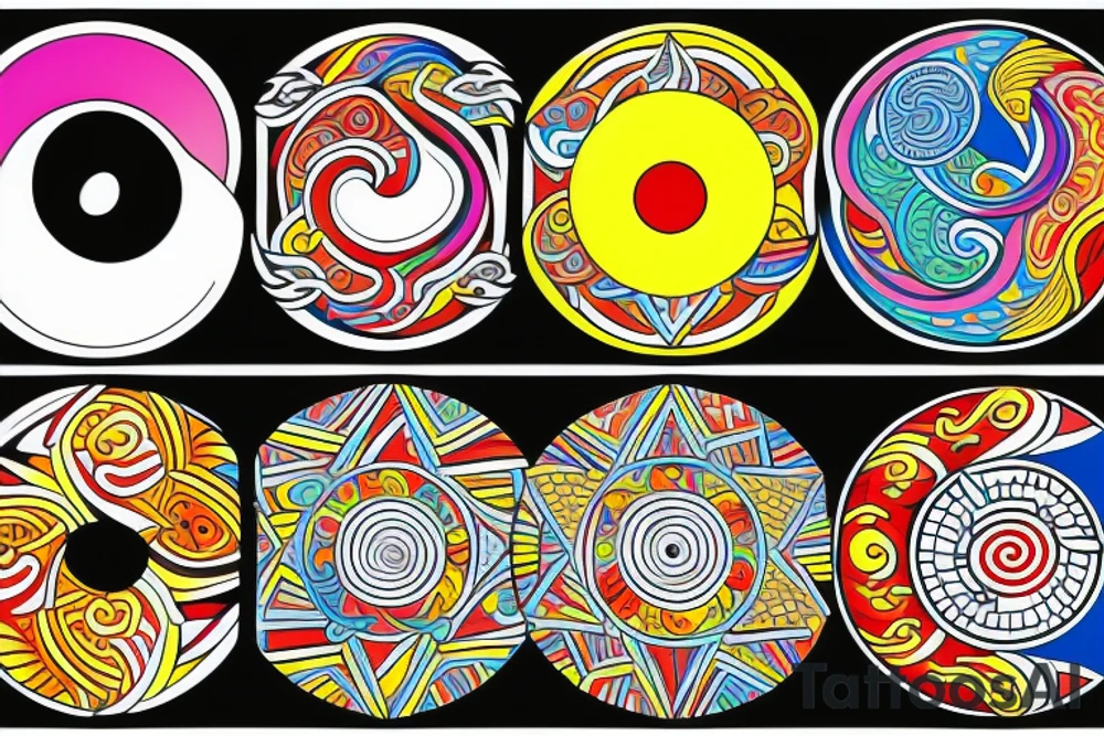 Three primary colors ying yang tattoo idea