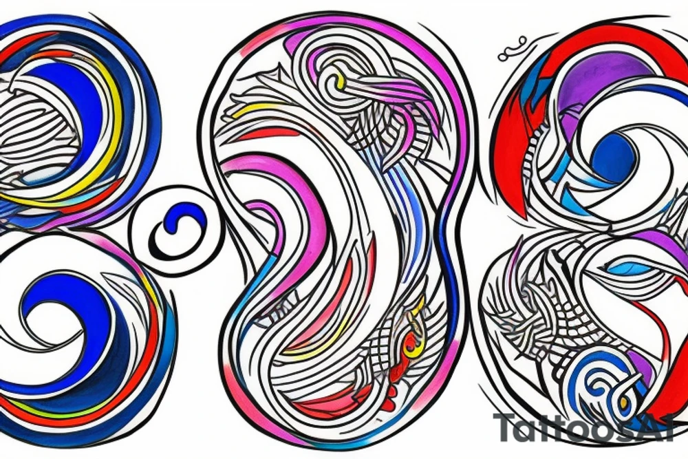 Three primary colors ying yang tattoo idea