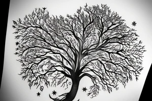 Tree with shadow in form of a wolf tattoo idea