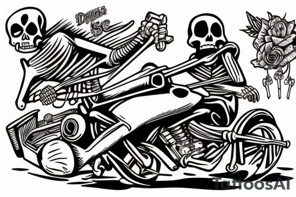 skeleton drifting a kart tattoo idea