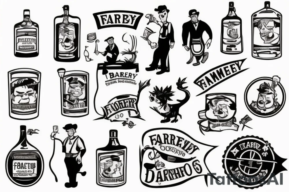 farmer barney drinking scotch tattoo idea