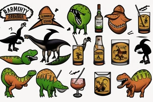 farmer barney the dinosaur drinking scotch tattoo idea