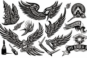 stick of butter with wings on fire tattoo idea