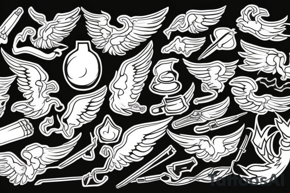 stick of butter with wings on fire tattoo idea
