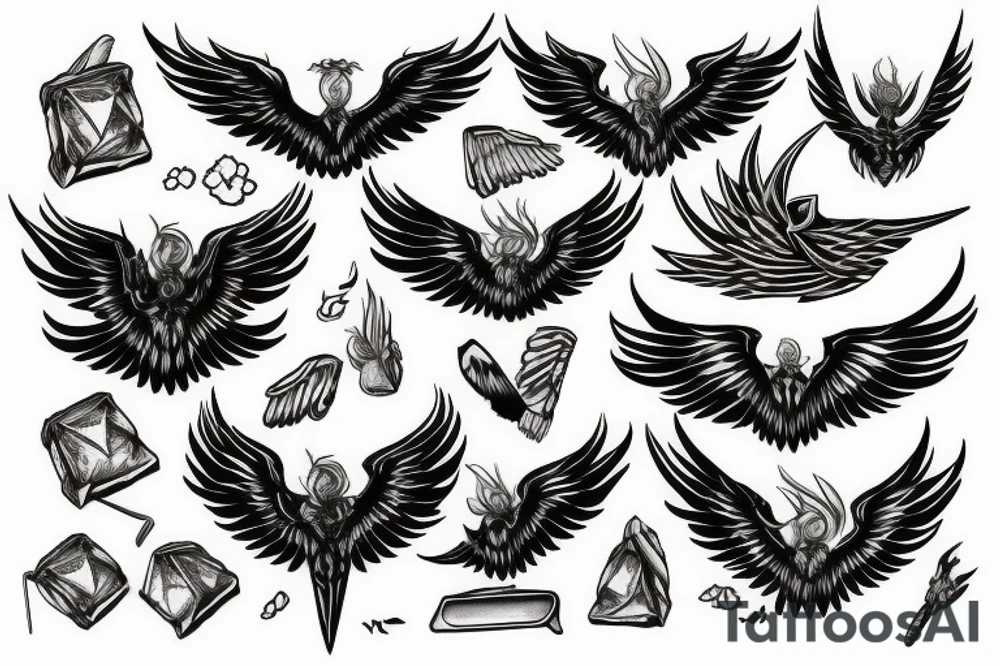 realistic stick of butter with wings on fire tattoo idea