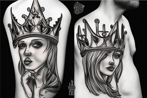 upside down king crown tattoo idea