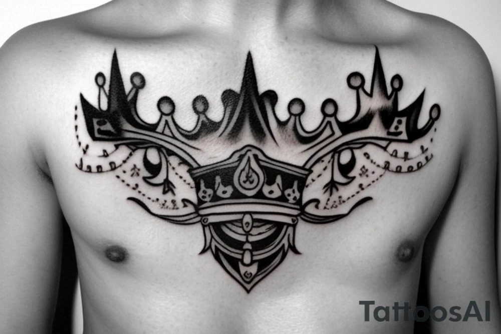 upside down king crown tattoo idea