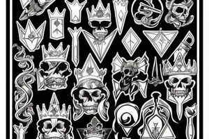 detailed upside down king jewel crown tattoo idea