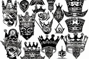 detailed upside down king jewel crown tattoo idea
