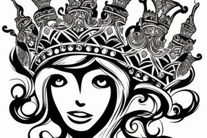 detailed upside down queen crown tattoo idea