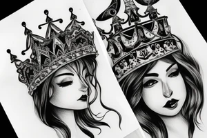 detailed upside down queen crown tattoo idea