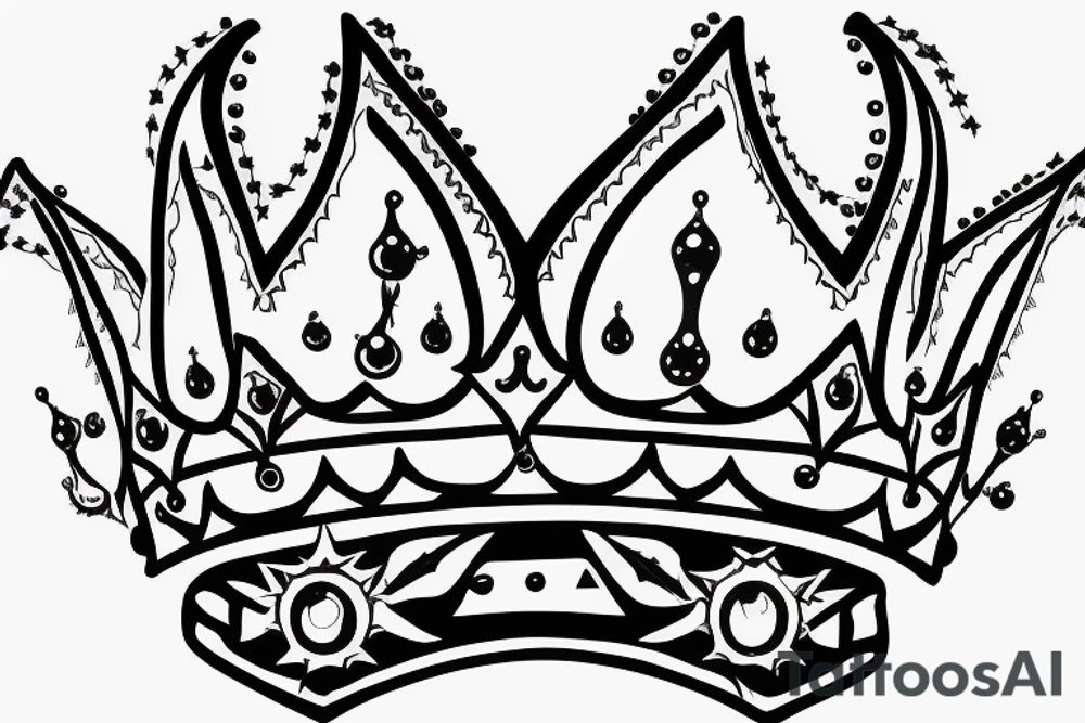 upside down queen crown tattoo idea