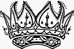 upside down queen crown tattoo idea