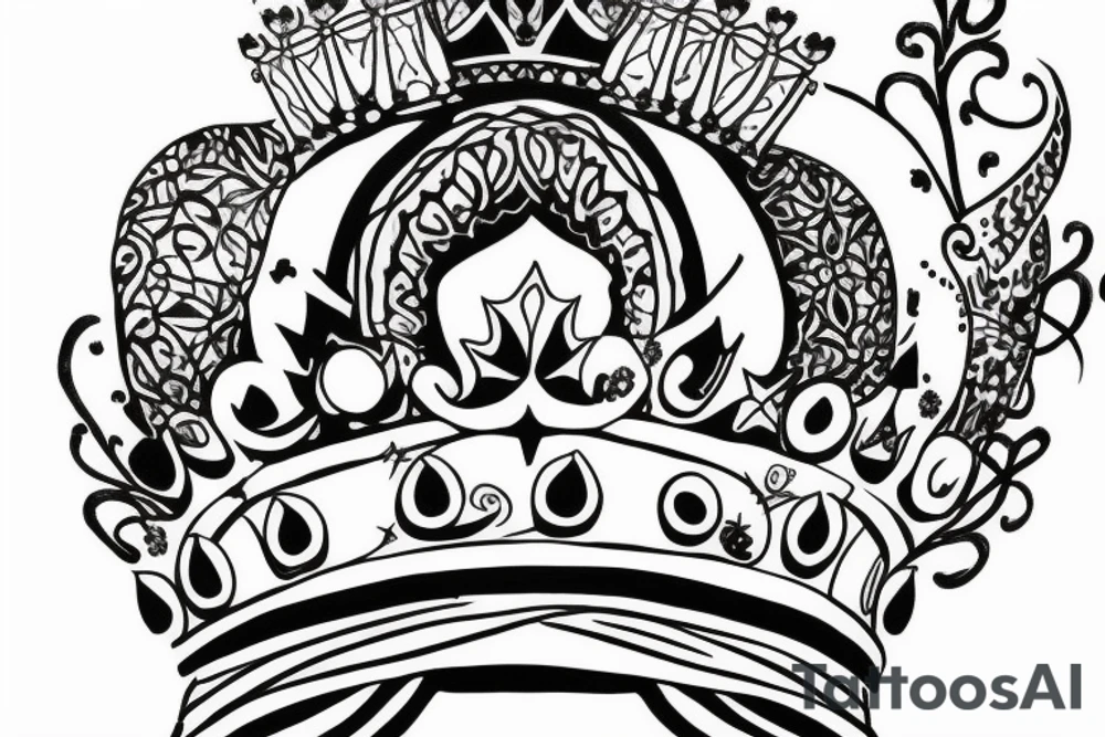 upside down queen crown tattoo idea