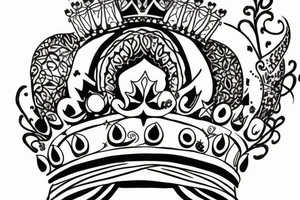 upside down queen crown tattoo idea