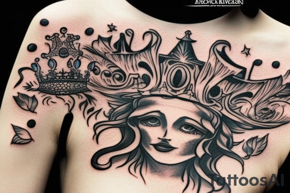 upside down queen crown tattoo idea