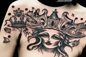 upside down queen crown tattoo idea