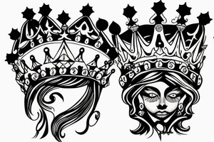 upside down queen crown tattoo idea