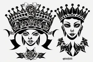 upside down queen crown tattoo idea