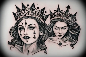 upside down queen crown tattoo idea