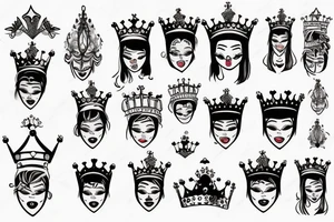 upside down queen crown tattoo idea