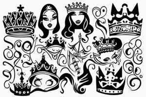 upside down queen crown tattoo idea