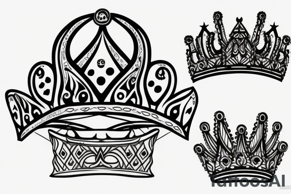 upside down queen crown tattoo idea