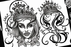 upside down queen crown tattoo idea