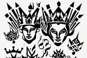 upside down queen crown representing the fall of the monarchy tattoo idea