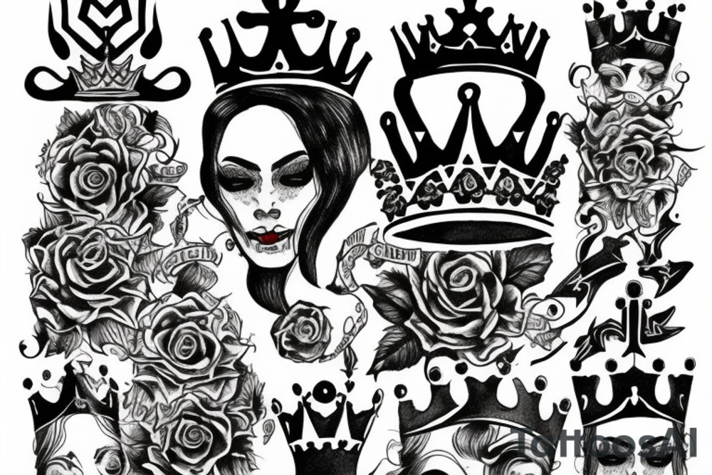 upside down queen crown representing the fall of the monarchy and authority tattoo idea