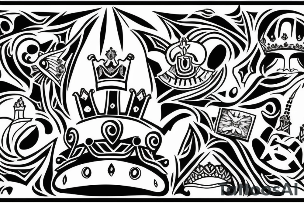 upside down queen crown representing the fall of the monarchy and authority tattoo idea