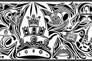 upside down queen crown representing the fall of the monarchy and authority tattoo idea